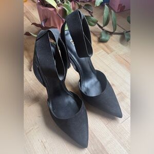 Express Black Velvet Stiletto Heels. Super cute and go great with jeans :)